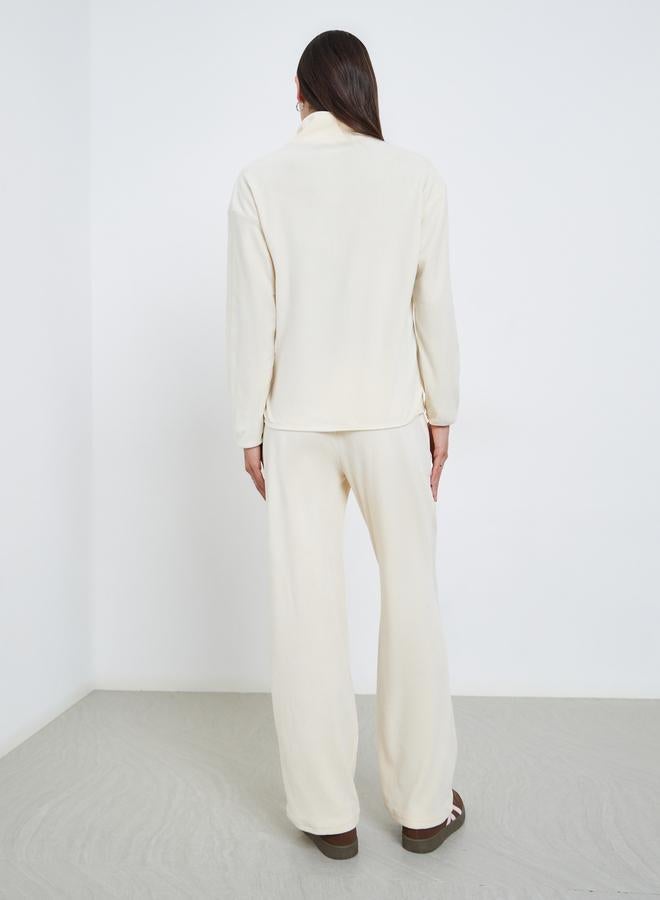 ستايلي طقم منسق من جوغر وجاكيت فليس بسحَّاب غلق - Image 5