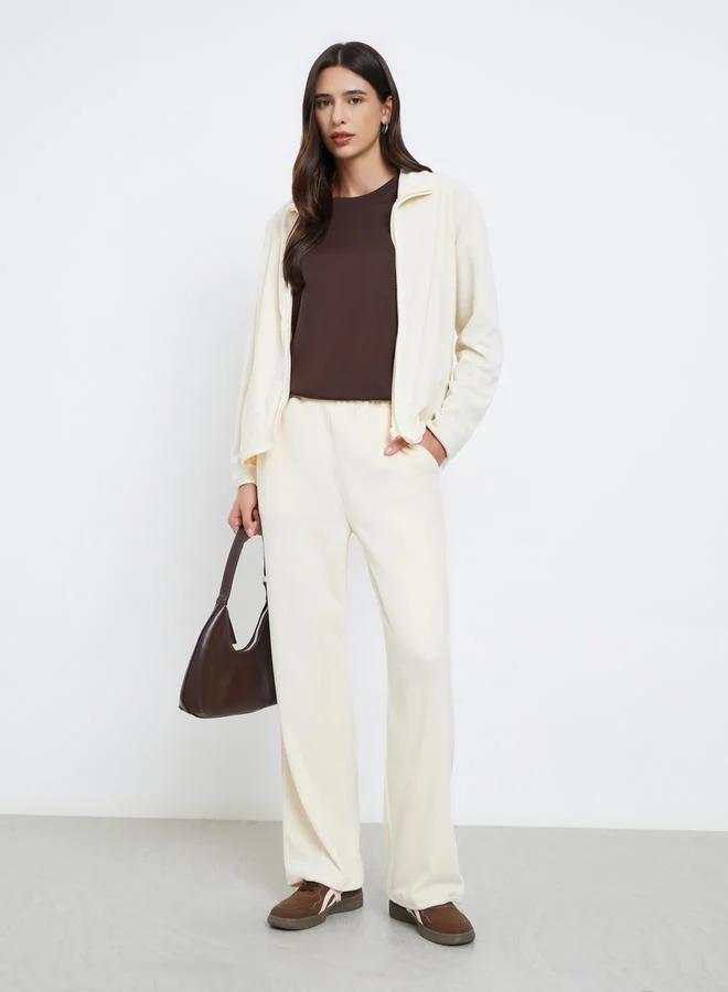 Cream Fleece Zip Up Jacket and Joggers Co-Ords