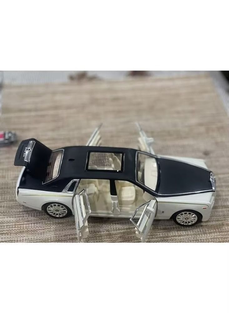 Back Die-cast Car 1:24 New Rolls-Royce Phantom Diecast Metal Pullback Toy car with Openable Doors & Light,Music Boys for Kids - Image 2