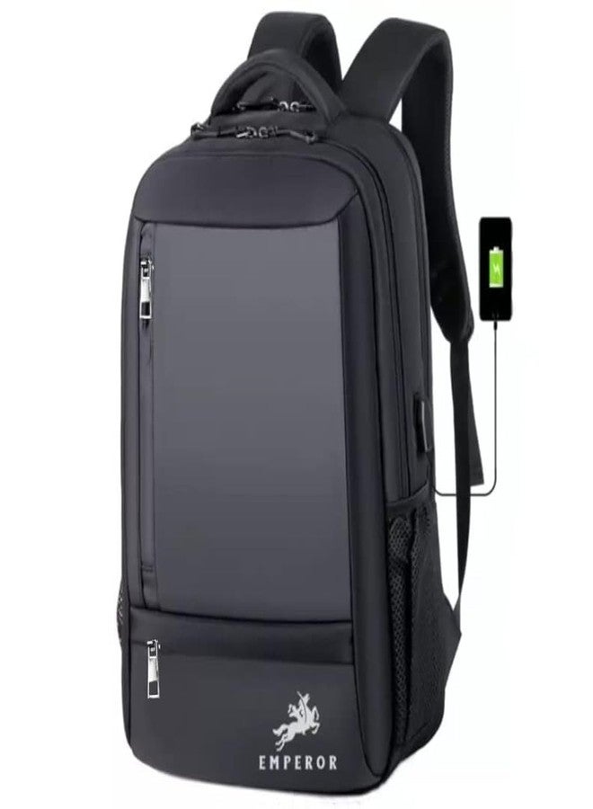 TRUE HUMAN Emperor 15.6 Inch Laptop Bag With Usb Charging Port Laptop Backpack,Office Bag, College Bags Anti Theft (Captain), Black - Image 1