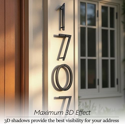 NACH Floating House Numbers, 6 inch Aluminum Black House Numbers for Outside - Number 1, Door Numbers with Mounting Hardware - Image 3