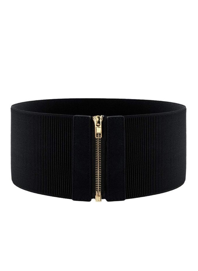 Ayliss Women Wide Elastic Waist Cinch Stretch Fashion Waistband Retro Dress Vintage Belt with Zipper Lady (Fit Waist 25.59"-31.10", Black) - Image 4