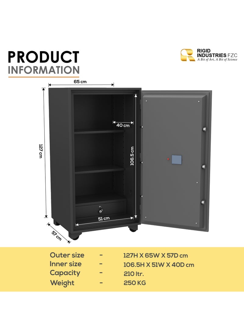 RIGID Fire Resistant Steel Safe with Digital & Key Lock, 250Kg  - Image 3