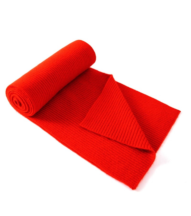 Lallier Cashmere Wool Scarf, Ultra Soft Classic Ribbed Solid Color Winter Scarf for Men and Women with Gift Box, Red - Image 1