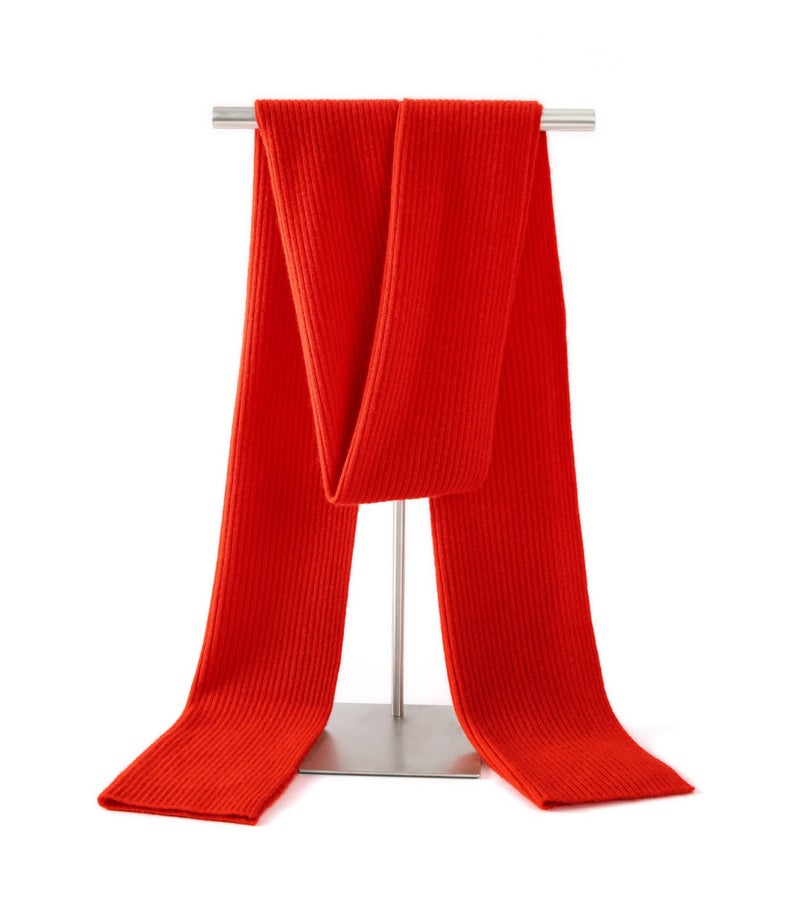 Lallier Cashmere Wool Scarf, Ultra Soft Classic Ribbed Solid Color Winter Scarf for Men and Women with Gift Box, Red - Image 2