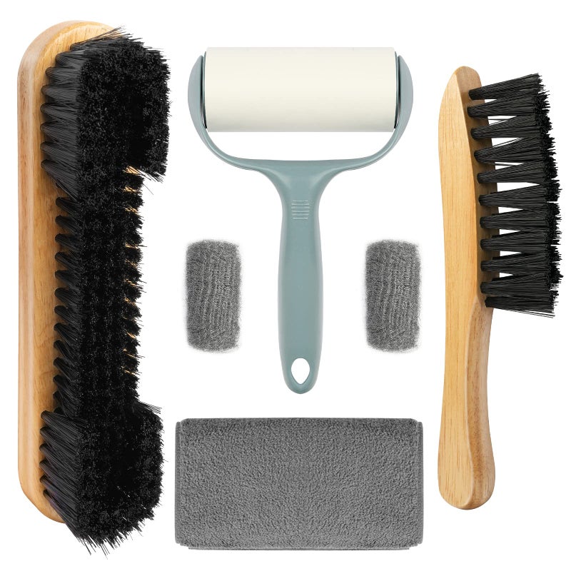 Go2trymo Pool Table & Rail Brush 5 Set, Billiard Pool Table Felt Cleaner Accessories with 2 Wooden Pool Table Brushes, Cue Cleaning Cloth, Ferrule Polish Cloth & Sticky Lint Roller - Image 1