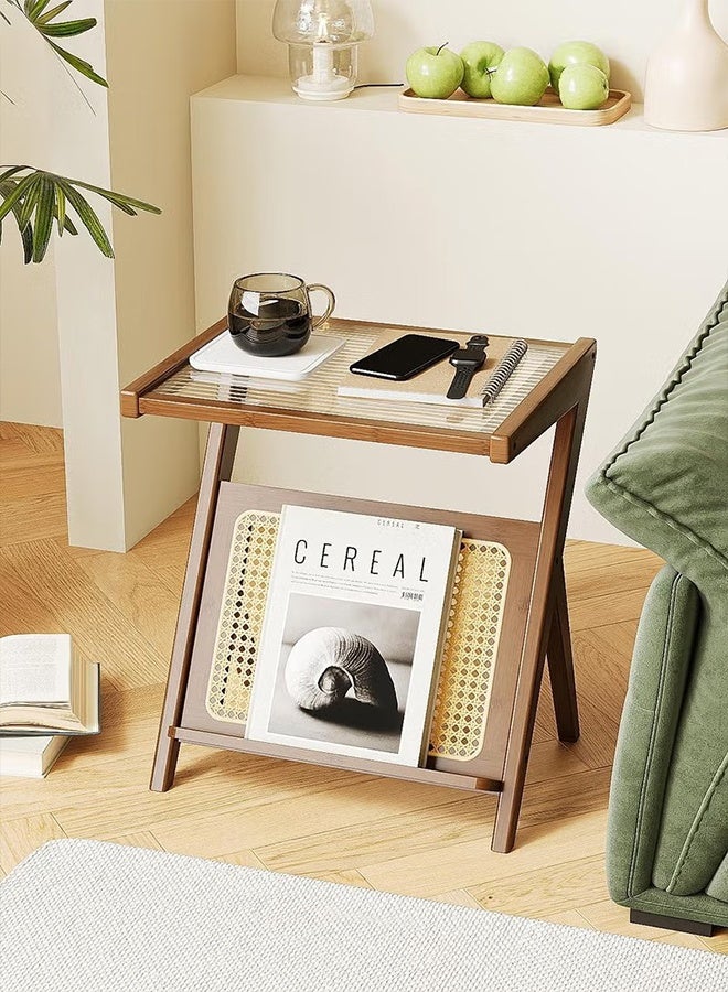 موندا طاولات قهوة بسيطة، خزائن، خزائن جانبية متحركة، طاولات جانبية من الخيزران، طاولات جانبية مزخرفة من الخيزران، طاولات قهوة زجاجية، طاولات جانبية خشبية على الطراز البوهيمي، مناسبة للمساحات الصغيرة وغرف المعيشة وغرف النوم. - Image 5