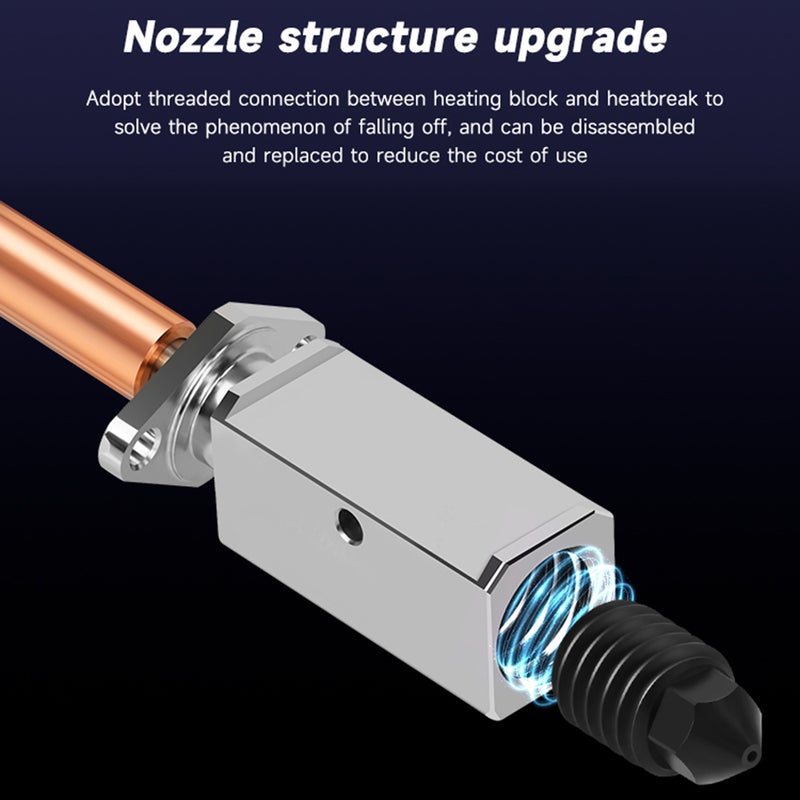 Upgraded Extruder Hotend Kit V2.0 for Bambu Lab X1C P1P Extrusion Head with 0.4mm Hardened Steel Nozzle Ceramic Heater for High-Temperature Fast and Stable 3D Printing Suitable for 1.75mm Filament - Image 5