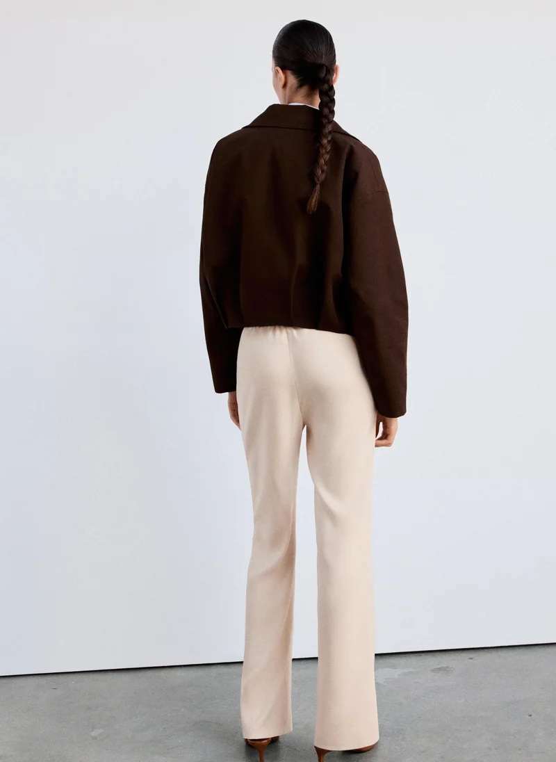 Mango 05-CRUDO Satin Straight-Fit Trousers for Women | Best Price UAE