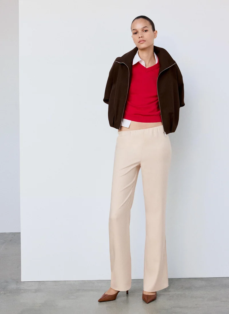 Mango 05-CRUDO Satin Straight-Fit Trousers for Women | Best Price UAE