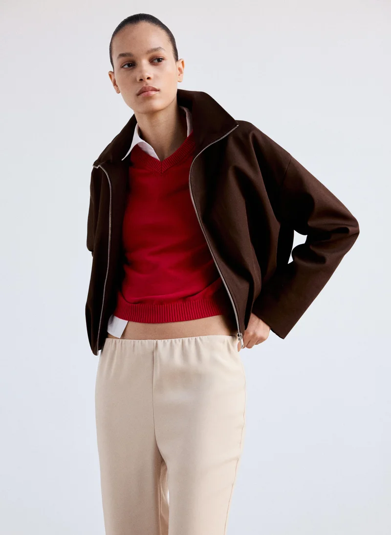 Mango 05-CRUDO Satin Straight-Fit Trousers for Women | Best Price UAE