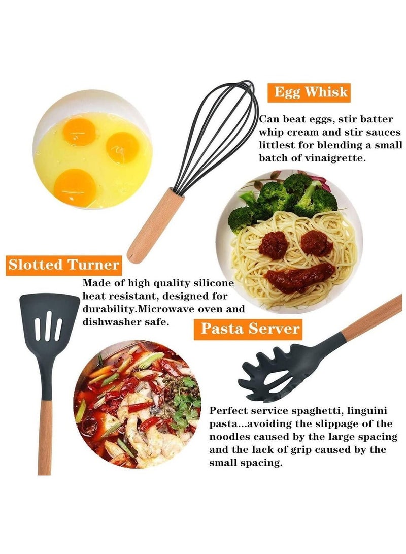 XiuWoo 12-Piece Kitchen Utensil Set Silicone Cooking Tools - Image 2