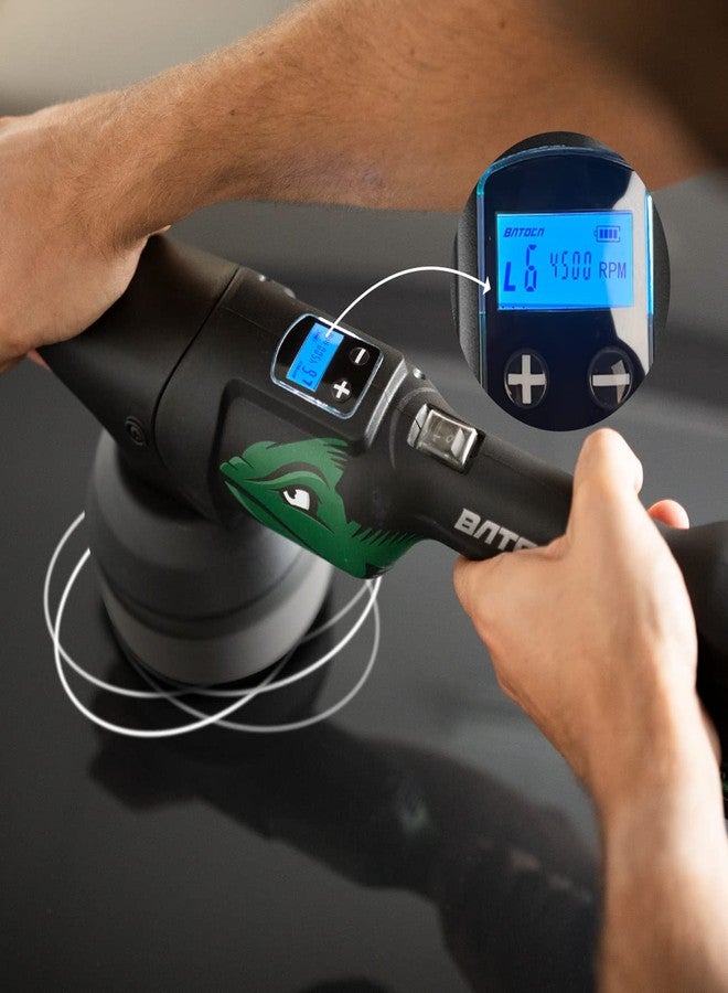 BATOCA S2 Cordless Random Orbital Polisher Buffer, 2Pcs 4.0Ah Batteries, LCD Display with 6 Variable Speed 2000- 4500 RPM Wireless Car Polishing Kit for Car Detailing, Polishing, Waxing, Cleaning - Image 4