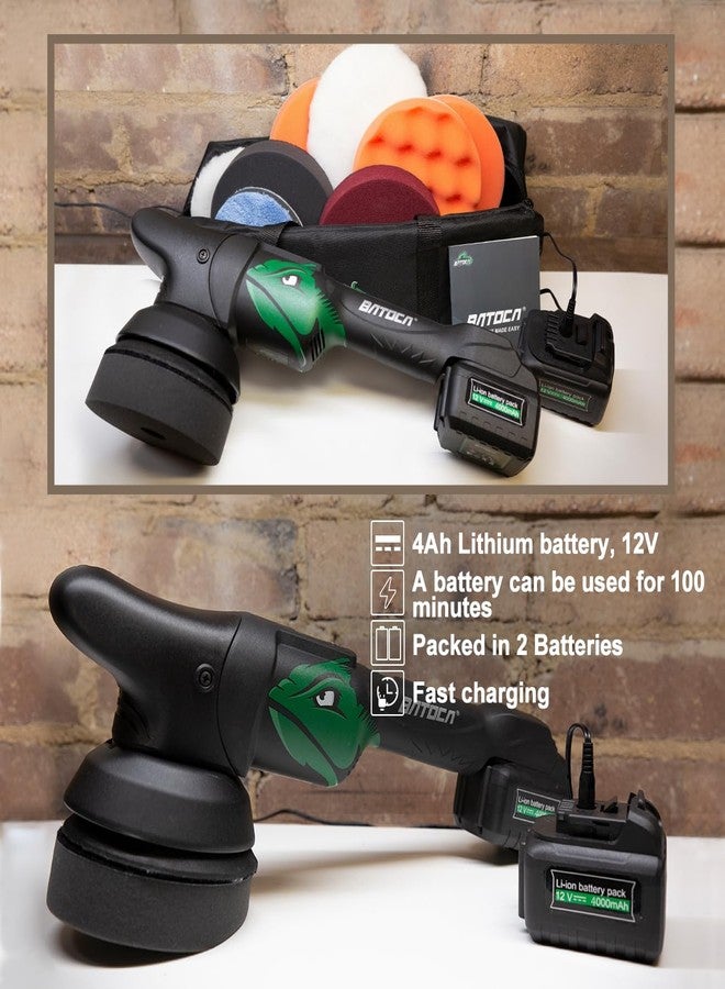 BATOCA S2 Cordless Random Orbital Polisher Buffer, 2Pcs 4.0Ah Batteries, LCD Display with 6 Variable Speed 2000- 4500 RPM Wireless Car Polishing Kit for Car Detailing, Polishing, Waxing, Cleaning - Image 3