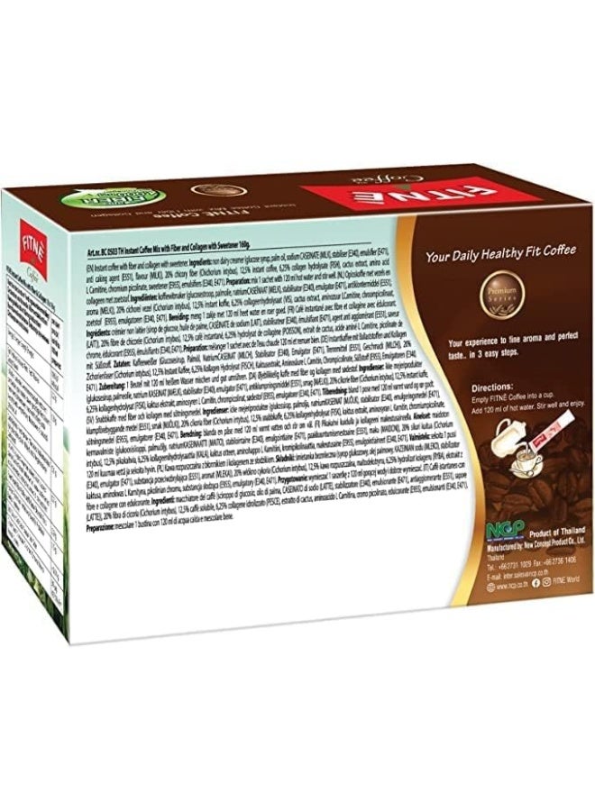 Fitne Premium Coffee with Fiber and Collagen Instant Powder (16g x 10 Bags) - Image 2