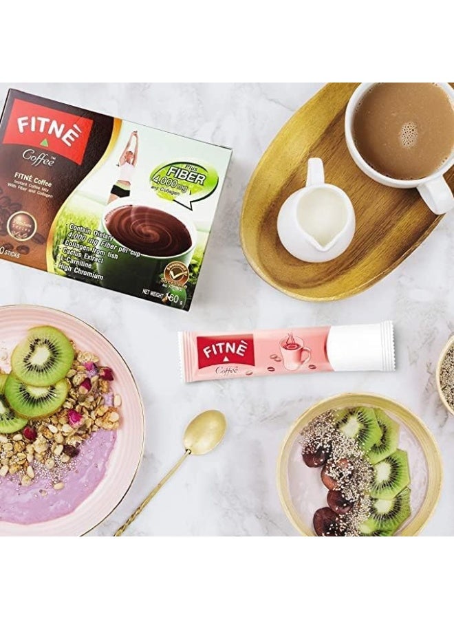 Fitne Premium Coffee with Fiber and Collagen Instant Powder (16g x 10 Bags) - Image 3