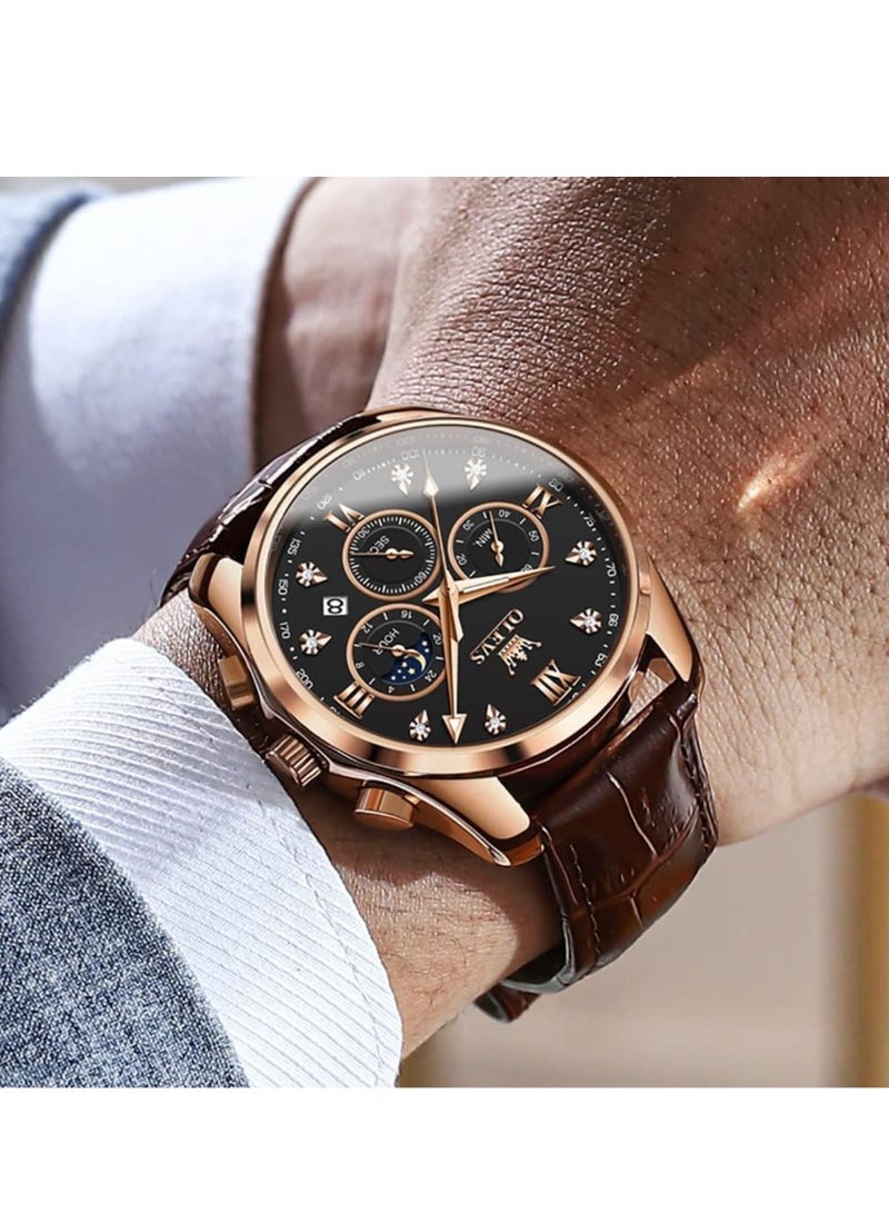 أوليفز ساعات رجالية كوارتز كرونوغراف جلد مقاومة للماء 2888 - Image 3