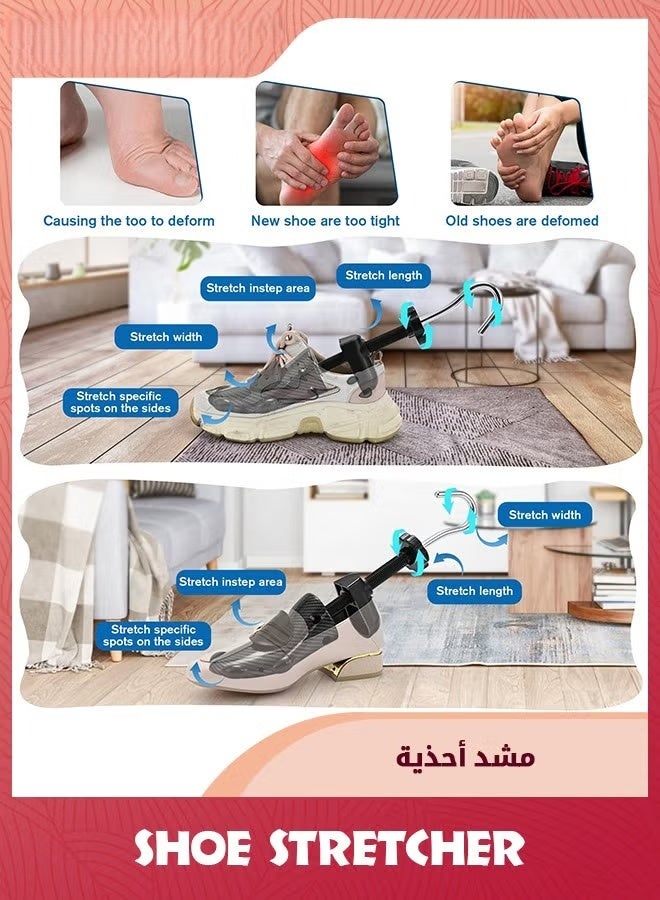 ,1 زوج قابل للتعديل بوت Widener مع قرن الأحذية وحقيبة التخزين,بوت ستريترز للأقدام السميكة للرجال والنساء,أسود - Image 3