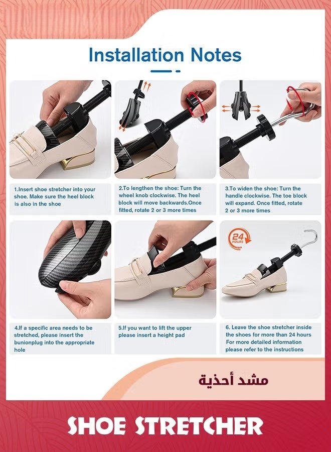 ,1 زوج قابل للتعديل بوت Widener مع قرن الأحذية وحقيبة التخزين,بوت ستريترز للأقدام السميكة للرجال والنساء,أسود - Image 5