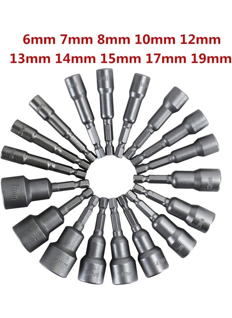 Magnetic Nut Driver: 1/4" Hex Shank Socket Impact Grade Socket Adapter Set Driver Sockets Adapter Extension Set for Electric Screw Drive Pneumatic Drill Hand Drill