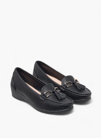 Le Confort Women's Tassel Accent Slip-On Loafers with Wedge Heels