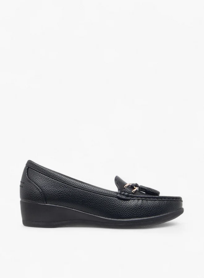 Le Confort Women's Tassel Accent Slip-On Loafers with Wedge Heels