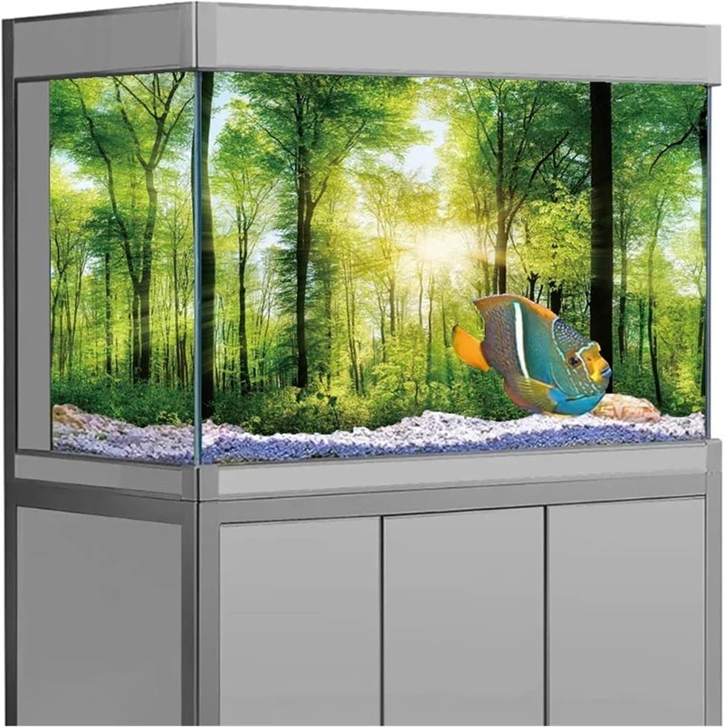 Fish Tank Background Forest Sticker Aquarium Background Poster Decoration Fish Tank Wall Rainforest Terrarium Decorations(Color3,40x80cm) - Image 5