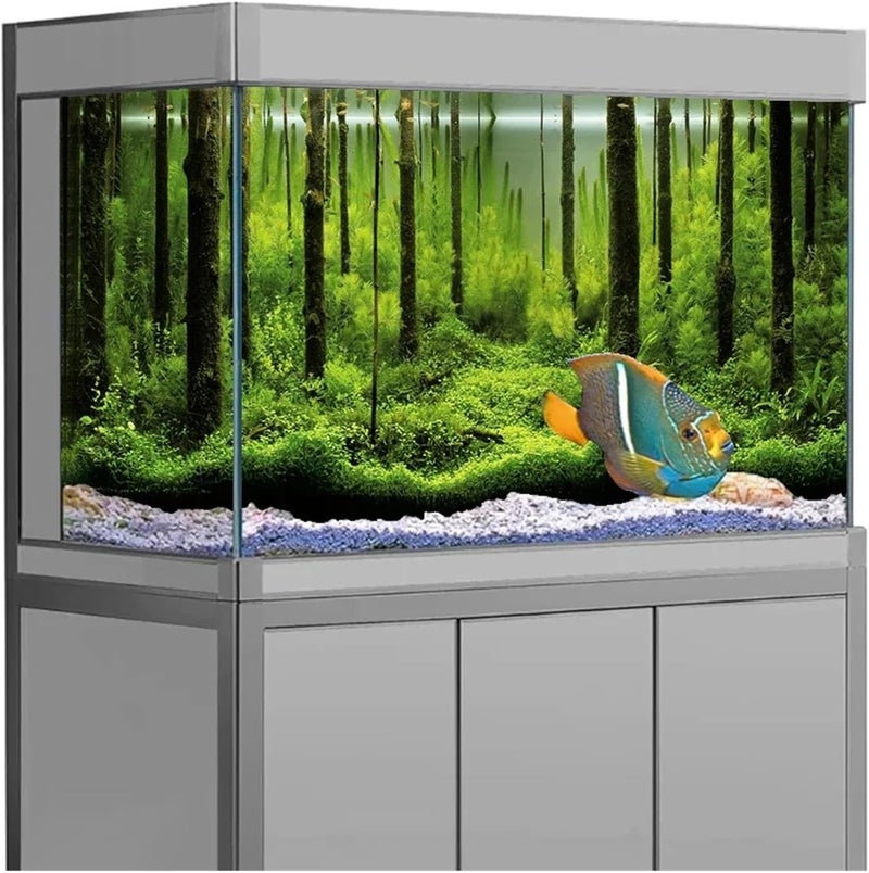 Fish Tank Background Forest Sticker Aquarium Background Poster Decoration Fish Tank Wall Rainforest Terrarium Decorations(Color3,40x80cm) - Image 2