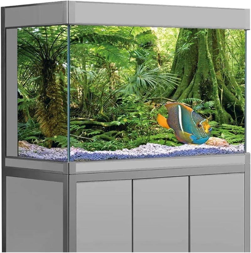 Fish Tank Background Forest Sticker Aquarium Background Poster Decoration Fish Tank Wall Rainforest Terrarium Decorations(Color3,40x80cm) - Image 3