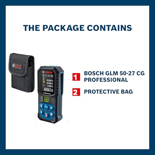 BOSCH GLM 50-27 CG Professional Laser Measure with Green Laser, 50m Range, Bluetooth Connectivity, IP65 Protection, Drop-Resistant, 1/4" Tripod Thread, 1 Year Warranty - Image 2