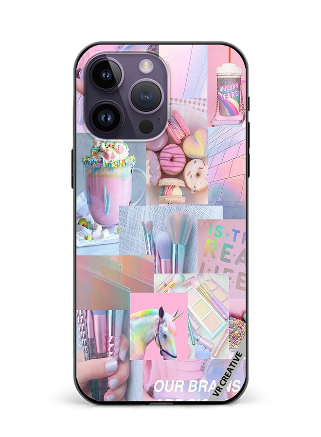 VR CREATIVE Protective Case Cover For Apple iPhone 16 Pro Max Pink College Design Multicolour