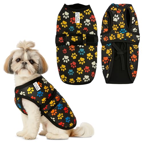 Little Needs Dog Winter Jacket - (Paw Print, 16 Inch) for Small Dogs | Ultra Warm Waterproof & Windproof Coat | Adjustable Velcro Closure, Washable Vest for Cold Weather | Indoor & Outdoor Use - Image 1