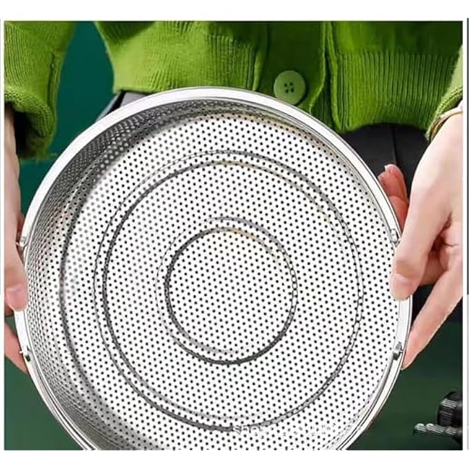 سلة بخار من الفولاذ المقاوم للصدأ بتصميم مانع للتسرب مع إطار دعم للمقبض، مادة صالحة للطعام للطهي بالبخار متعدد الاستخدامات، مثالية للخضراوات والأسماك واللحوم والمزيد - Image 5