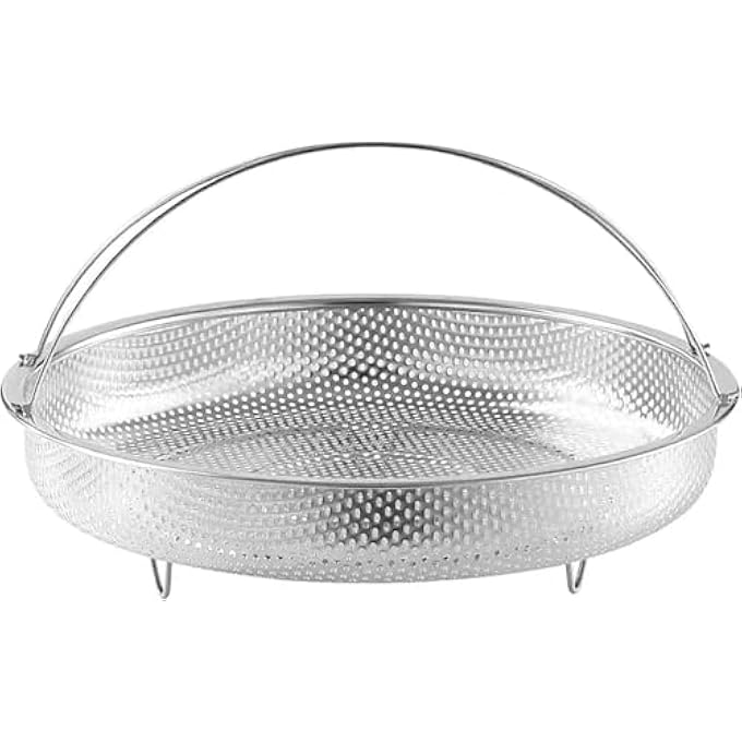 سلة بخار من الفولاذ المقاوم للصدأ بتصميم مانع للتسرب مع إطار دعم للمقبض، مادة صالحة للطعام للطهي بالبخار متعدد الاستخدامات، مثالية للخضراوات والأسماك واللحوم والمزيد - Image 2