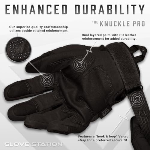 Glove Station Tactical Gloves for Men – Touchscreen Utility Gear with Hard Knuckle Protection Used in Motorcycle, Airsoft, Combat, Police, Shooting & Outdoor Work - Image 2