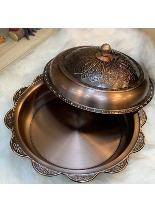 Copper Kabsa Serving Tray with Lid 40 cm - Image 1