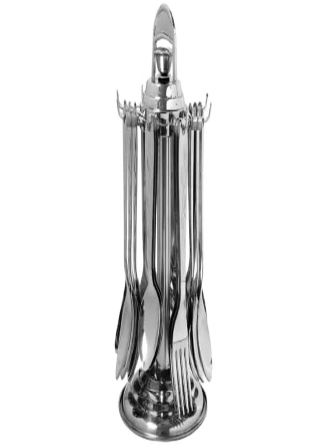 Olrada Cutlery Set for Kitchen Stainless Steel Set of 24 pcs (Contains: 6 Desert Spoons, 6 Tea Spoons, 6 Desert Forks, 6 Soup Spoons) (1 Cutlery Set)