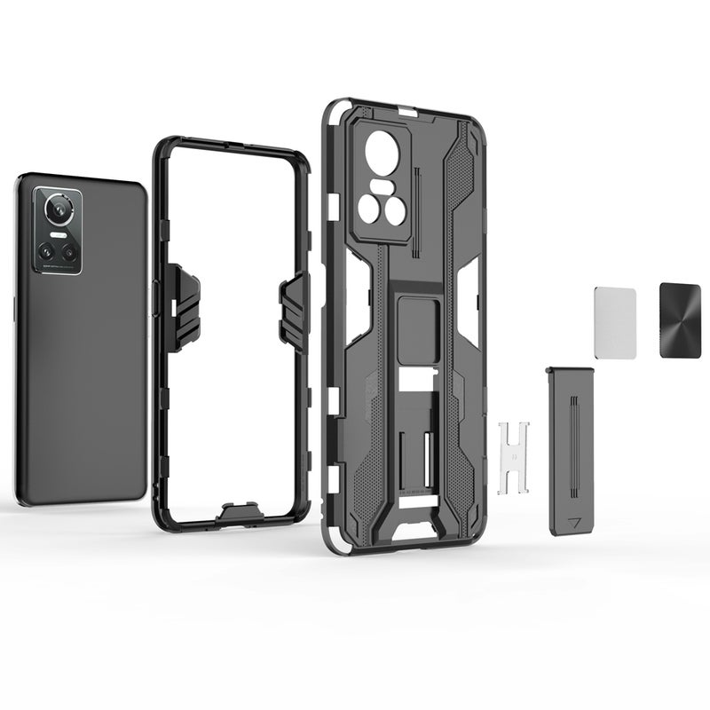 HuHa Case Cover For OPPO Realme GT Neo3 5G China Supersonic PC + TPU Shock-proof Protective Phone Case with Holder(Grey) - Image 3