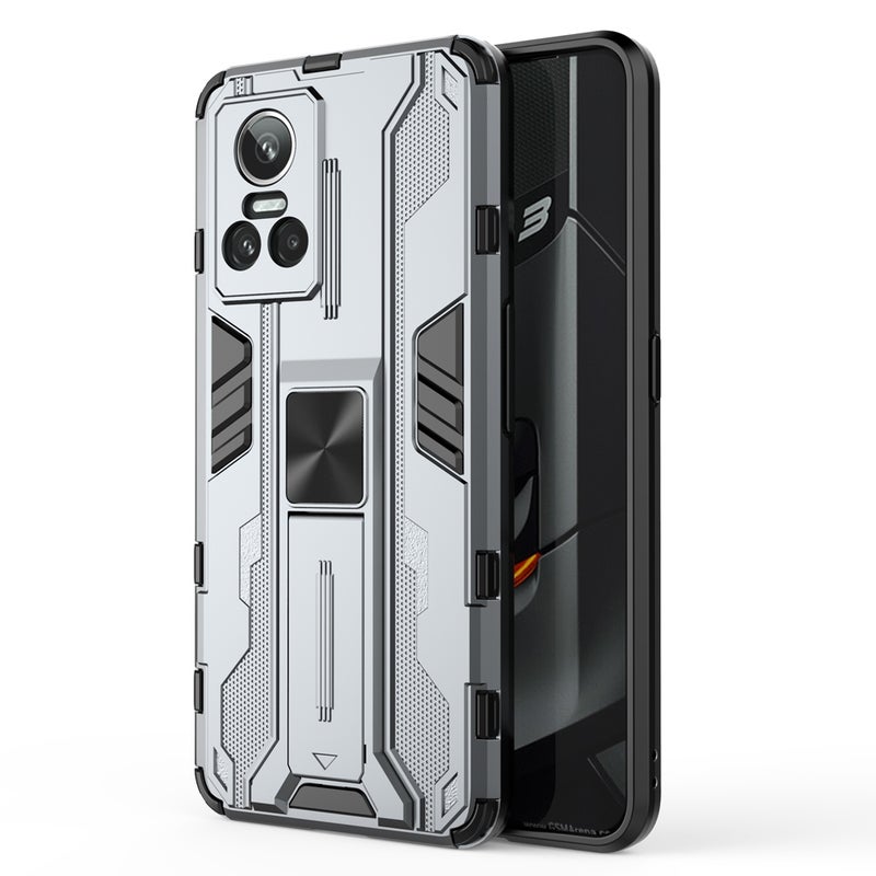 HuHa Case Cover For OPPO Realme GT Neo3 5G China Supersonic PC + TPU Shock-proof Protective Phone Case with Holder(Grey) - Image 1