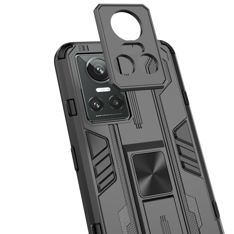 HuHa Case Cover For OPPO Realme GT Neo3 5G China Supersonic PC + TPU Shock-proof Protective Phone Case with Holder(Grey) - Image 4
