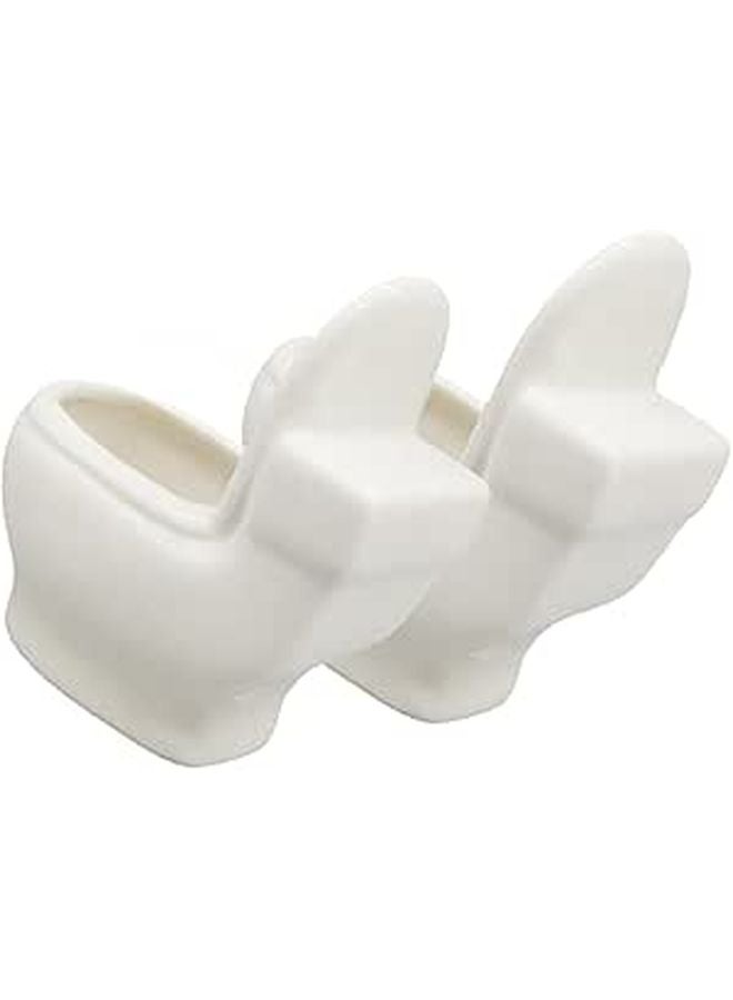 White Ceramic Toilet Shaped Succulent Planter Pots 2 Pack For Indoor Plants - Image 1