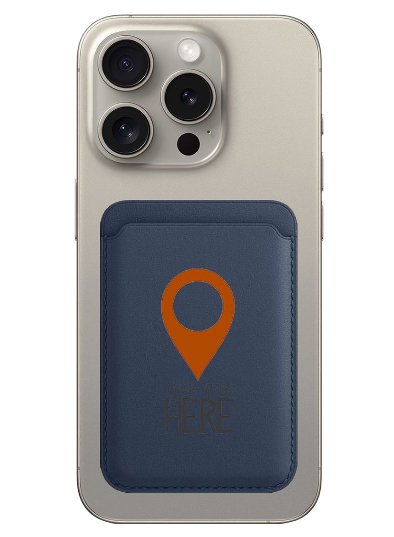 Theodor Magnetic Wallet, Compatible with MagSafe Wallet, for iPhone Wallet, for iPhone 16/15/14/13/12 Series, Not for iPhone 13/12 mini, 3 Card Holder, Vegan Leather, Navy - You are here - Image 1