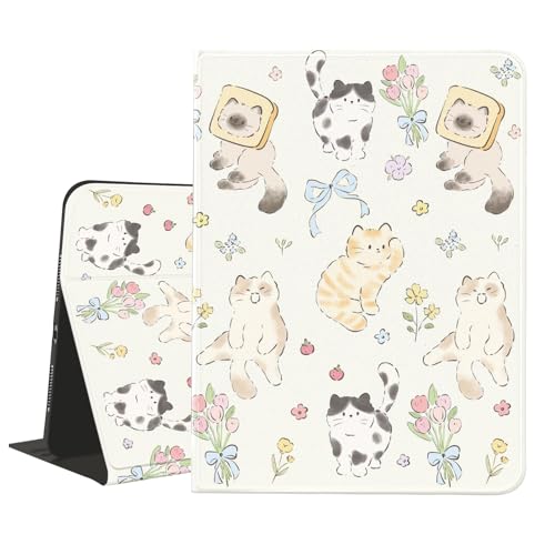 JOYLAND Cute Kitten Case for iPad 10th Generation 2022 10.9"/iPad(A16) 11th Generation 2025 11" with Pencil Holder Multi-Angle Viewing Folio Stand Cover Textured Leather Tablet Cover Auto Sleep/Wake - Image 1