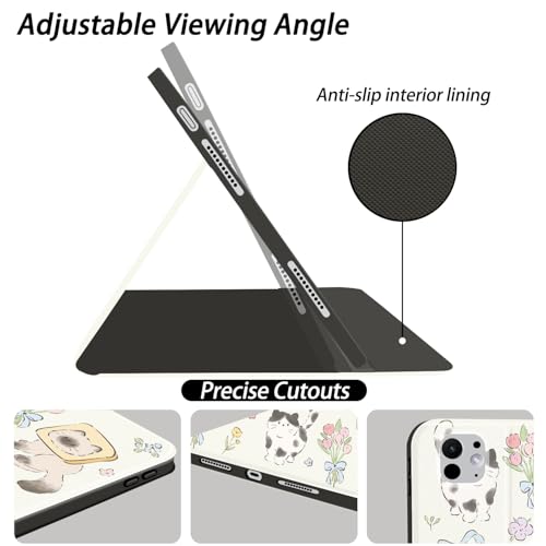 JOYLAND Cute Kitten Case for iPad 10th Generation 2022 10.9"/iPad(A16) 11th Generation 2025 11" with Pencil Holder Multi-Angle Viewing Folio Stand Cover Textured Leather Tablet Cover Auto Sleep/Wake - Image 4