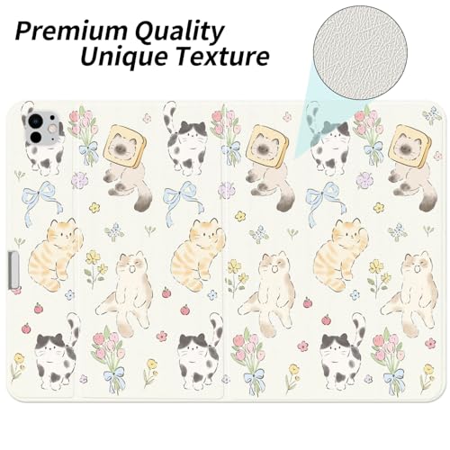 JOYLAND Cute Kitten Case for iPad 10th Generation 2022 10.9"/iPad(A16) 11th Generation 2025 11" with Pencil Holder Multi-Angle Viewing Folio Stand Cover Textured Leather Tablet Cover Auto Sleep/Wake - Image 2