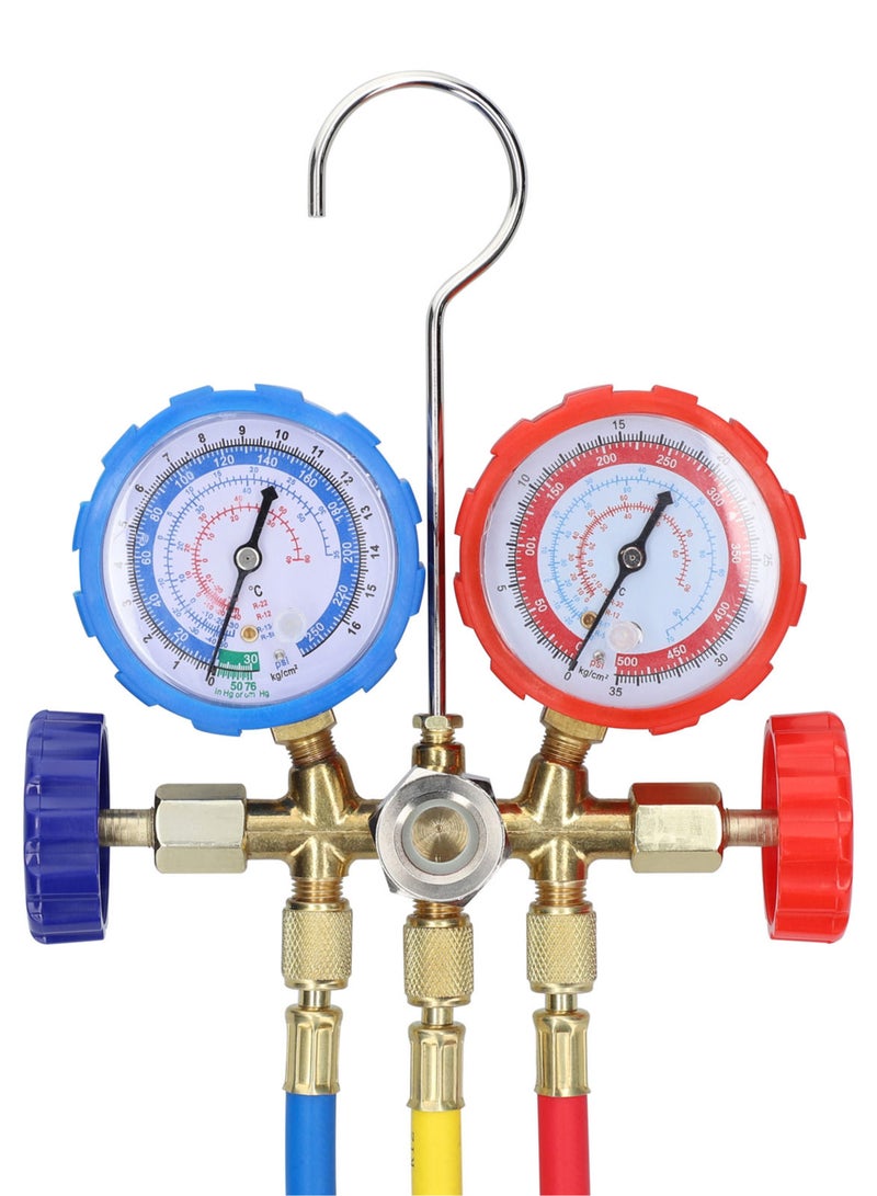 Generic Manifold Gauge Set Air Conditioning Refrigerant Charging Tool Brass Dual-Valve Pressure Gauge for R12/R22/R134a/R502 Refrigerant  - Image 1