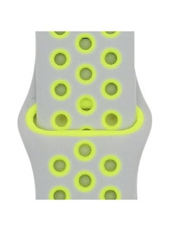 Suitable For Apple Two-color Silicone Nike Strap Nike Hole Apple Iwatch Breathable Sports Watch Strap-Color:20 Light Gray + Yellow-Specifications:38/40/41mm-S