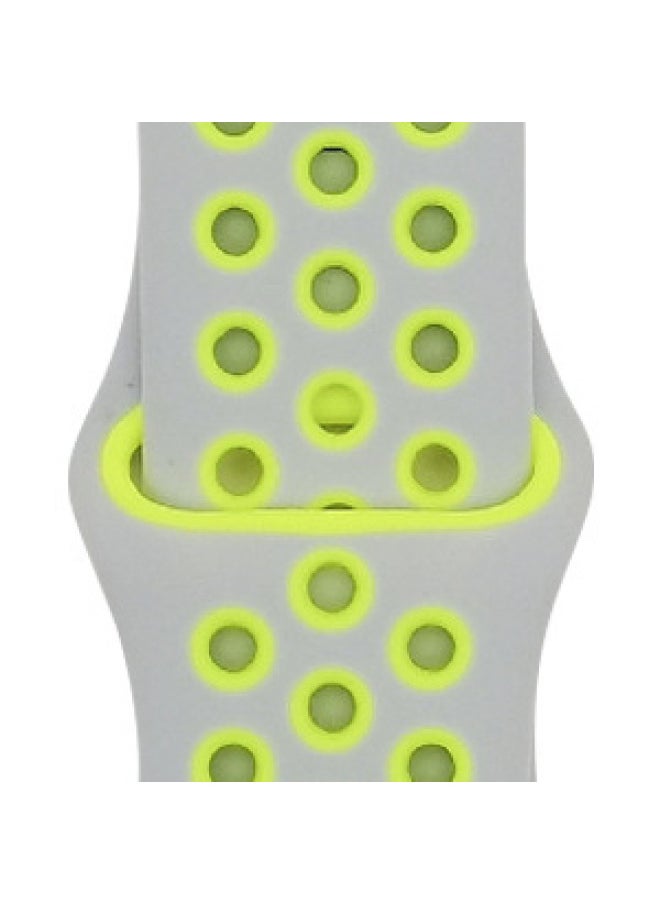 Generic - Suitable For Apple Two-color Silicone Nike Strap Nike Hole Apple Iwatch Breathable Sports Watch Strap-Color:20 Light Gray + Yellow-Specifications:38/40/41mm-S - Image 1