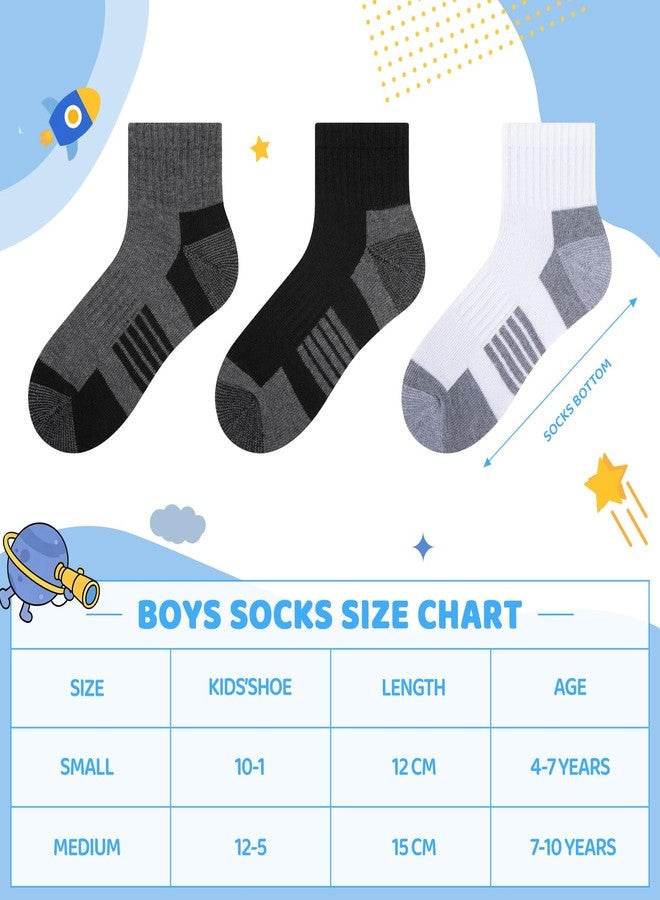 Comfoex 8 Pairs Boys Socks kids Cushioned Sport Short Quarter Athletic Sock For Little Big Kids 4-7 7-10 years - Image 2