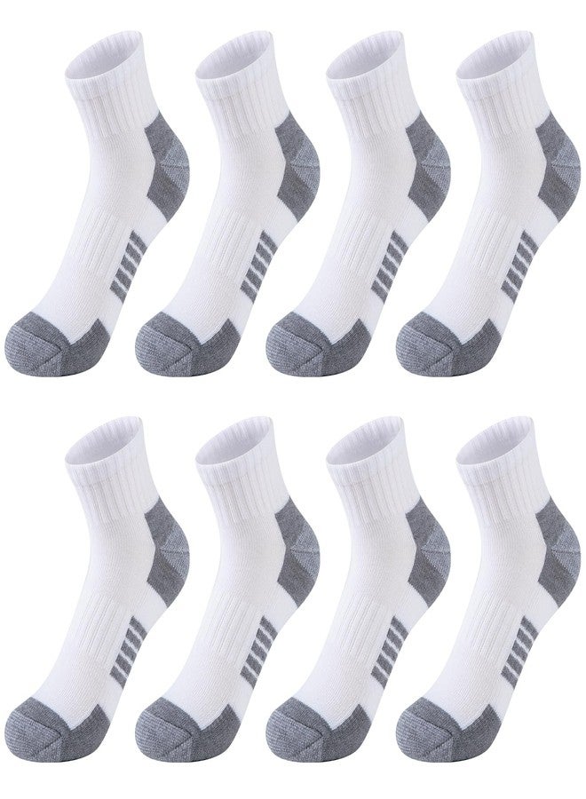Comfoex 8 Pairs Boys Socks kids Cushioned Sport Short Quarter Athletic Sock For Little Big Kids 4-7 7-10 years - Image 1